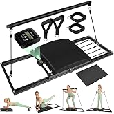 laapee Pilates Board, Foldable Pilates Reformer Set | Multi-Purpose Iron Extended Pilate Equipment, 7-in-1 Pilate Machines for Home Use, with Pilates Bar, Resistance Bands