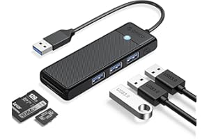 USB 3.0 Hub, ORICO 5-Port USB Splitter for MacBook with SD/TF Card Reader, 3 USB-A 3.0 Ports, Multiport USB Expander Hub for 