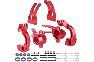 Hobbypark Aluminum Front Steering Block Knuckles & C-Hubs Caster Blocks & Rear Hubs for Arrma 1/10 Granite 4X4,Typhon, Big Rock, Senton, Replace AR330442 AR330467 AR330469 (Red)