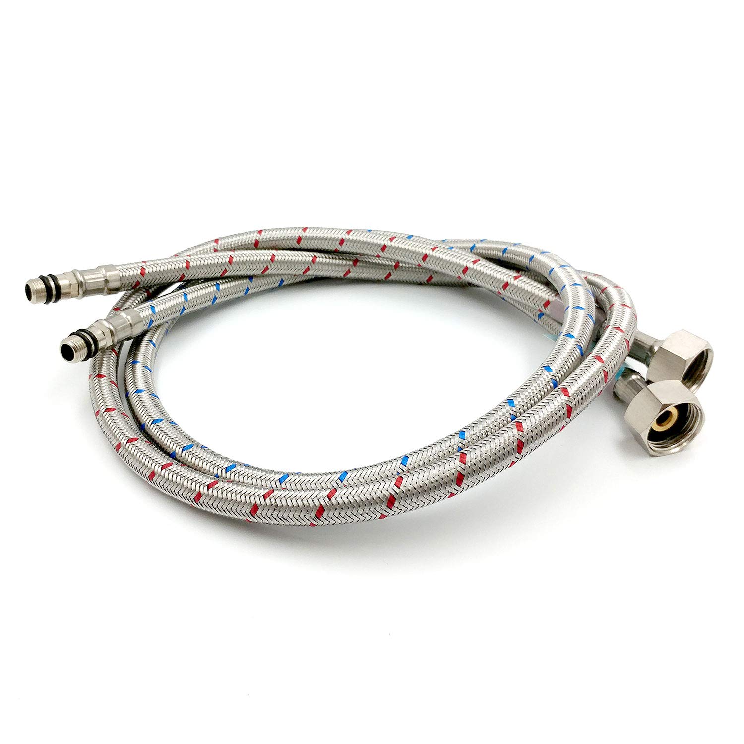 Xcel Home 304 Stainless Steel Flexible Pipes Tap Connectors - 900mm (Pack of 2) | M10 x 1/2" BSP | Threaded Connectors for Kitchen & Basin Monobloc Mixer Taps | Rust & Corrosion Resistant, Lead-Free