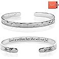 Carviell Bracelets for Women, Personalized Gifts for Her, Mom, Best Friend, Inspirational Friendship Cuff for Teen Girls, Engraved, Birthday Gift Jewelry