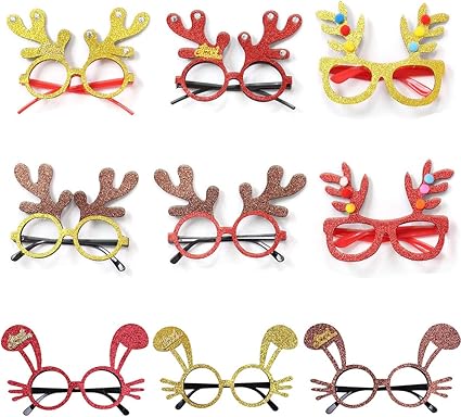 Immagini Natalizie Occhiali.Aofox 9 Pezzi Natale Glitter Party Occhiali Corna Di Natale Occhiali Da Coniglio Occhiali Da Vista Cornice Per Decorazioni Natalizie Bomboniere Per Feste Amazon It Casa E Cucina