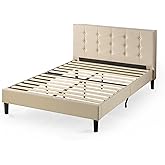 ZINUS Ibidun Upholstered Platform Bed Frame, Mattress Foundation, Wood Slat Support, No Box Spring Needed, Easy Assembly, King, Beige