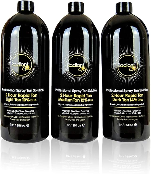 Spray Tan Solution 2 Hour Rapid Tan Natural Organic Vegan 3 x 1 Litres