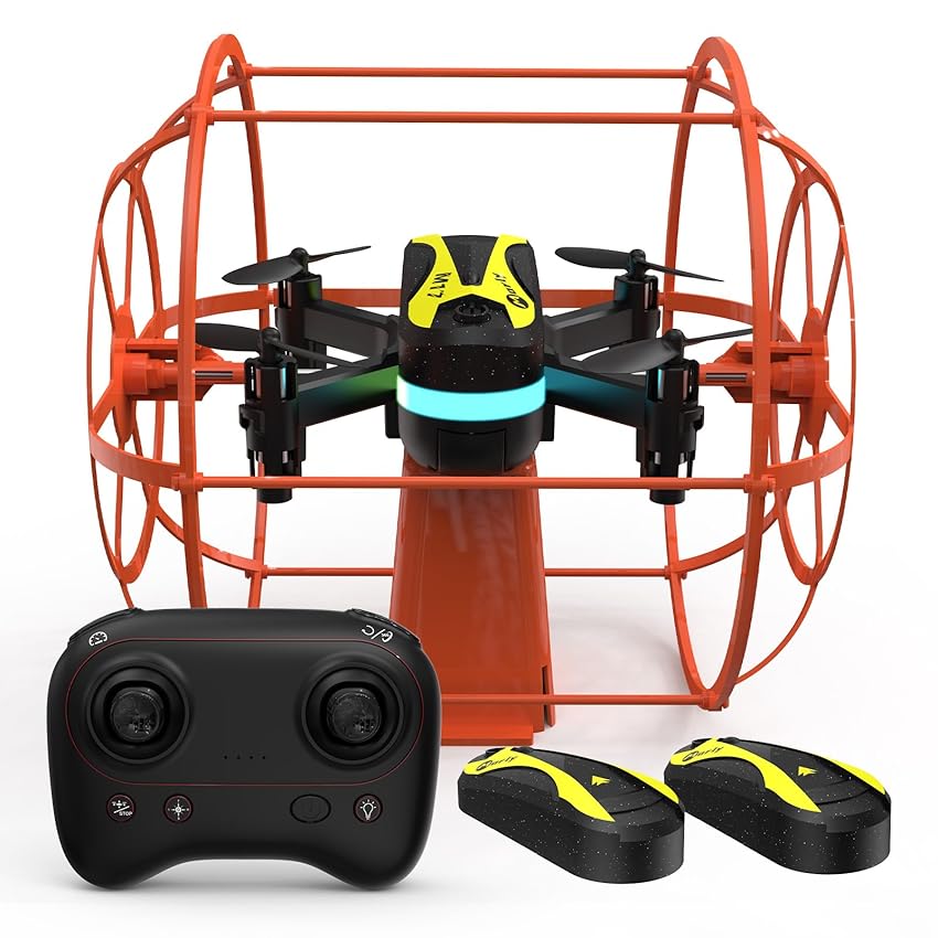 M17 Mini Drone Quadricoptère RC avec Bouclier Protecteur Mode Double Terre Air Décollage