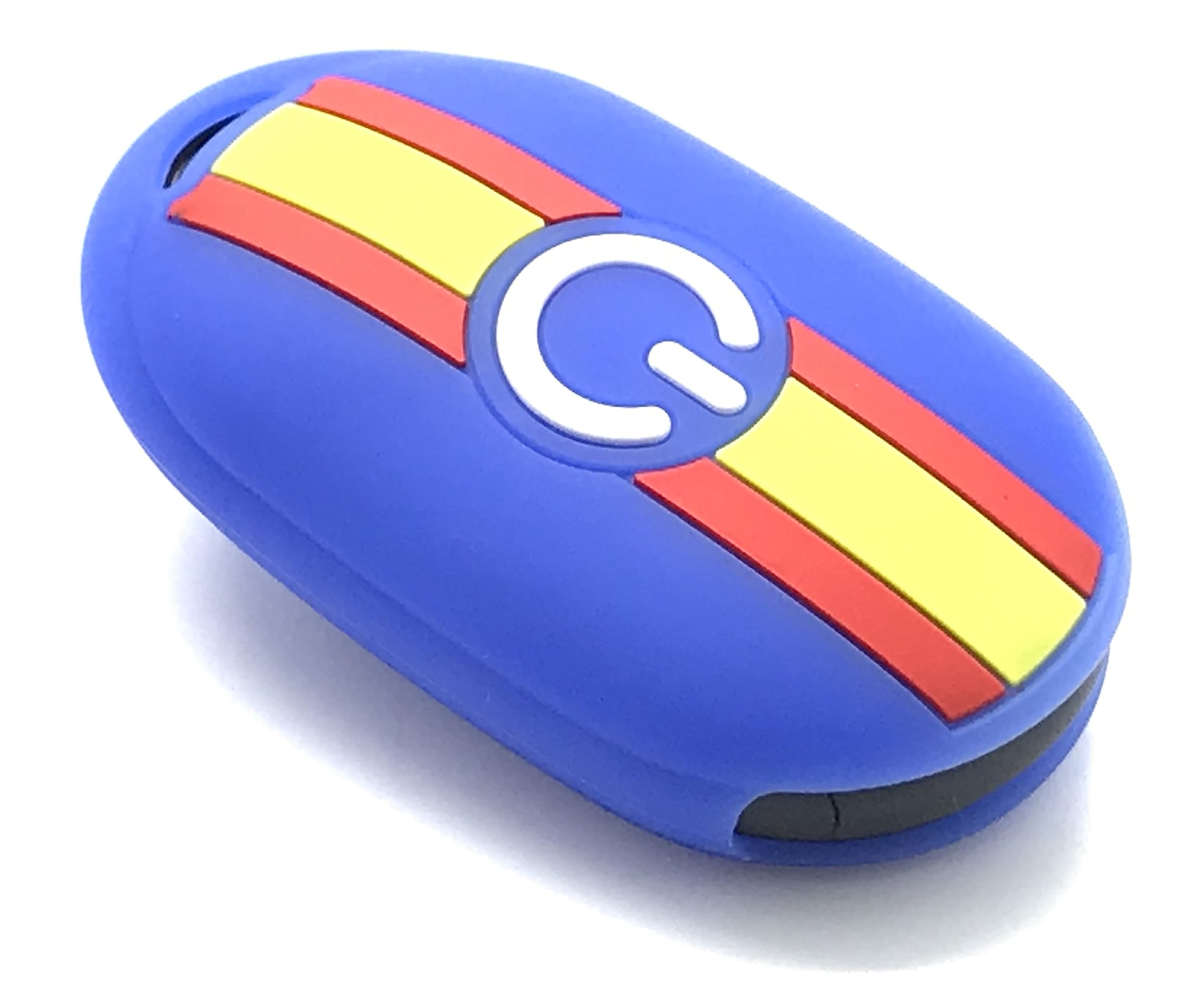 Nordecco Silicone Spain Flag Key Fob Cover Protective Case Compatible With Fiat 500e Electric 2022 2023 and Above (White)