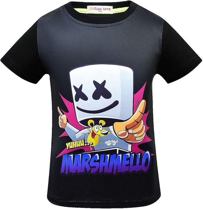 Boys T Shirt Marshmello Helmet Music Festival Marshmallow Head Mask