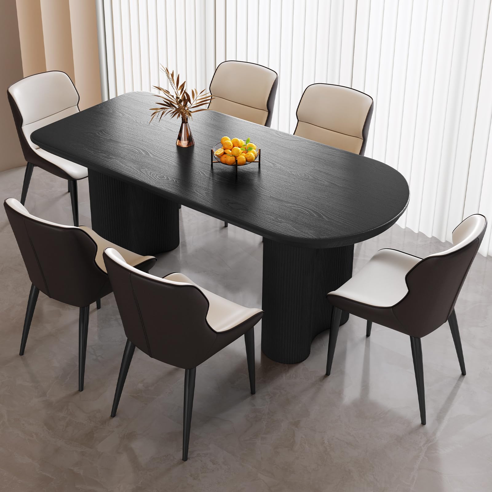 Guyii 62.99" Dining Table Set with 6 Chairs, Modern