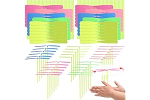 DEARIDAP 200 Pcs Solid Color Hand Helicopter Set, 100 Propellers + 100 Rods Flying Helicopter Toy Set, Bamboo Dragonfly Hand Rub Plastic Propeller for Outdoor Activity Children Gifts (Random 3-5 Color)