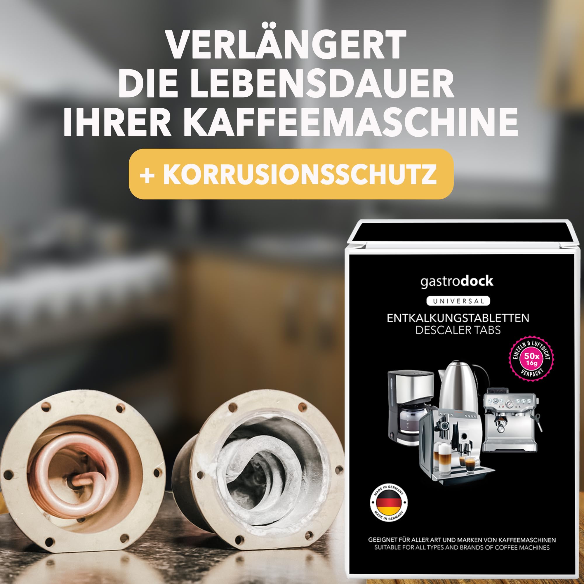 [50x] Entkalkungstabletten für Kaffeevollautomaten und Kaffeemaschinen MADE IN GERMANY | Kompatibel mit Jura, Siemens EQ Series, Krups, Bosch, Miele, Melitta, WMF | Entkalker für 50 Reinigungsvorgänge 4