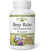 Herbal Factors Sleep Relax Formula by Natural Factors, Natural Sleep Aid with Valerian Root, Passion Flower and Skullcap, Non-GMO, 90 capsules (90 servings)