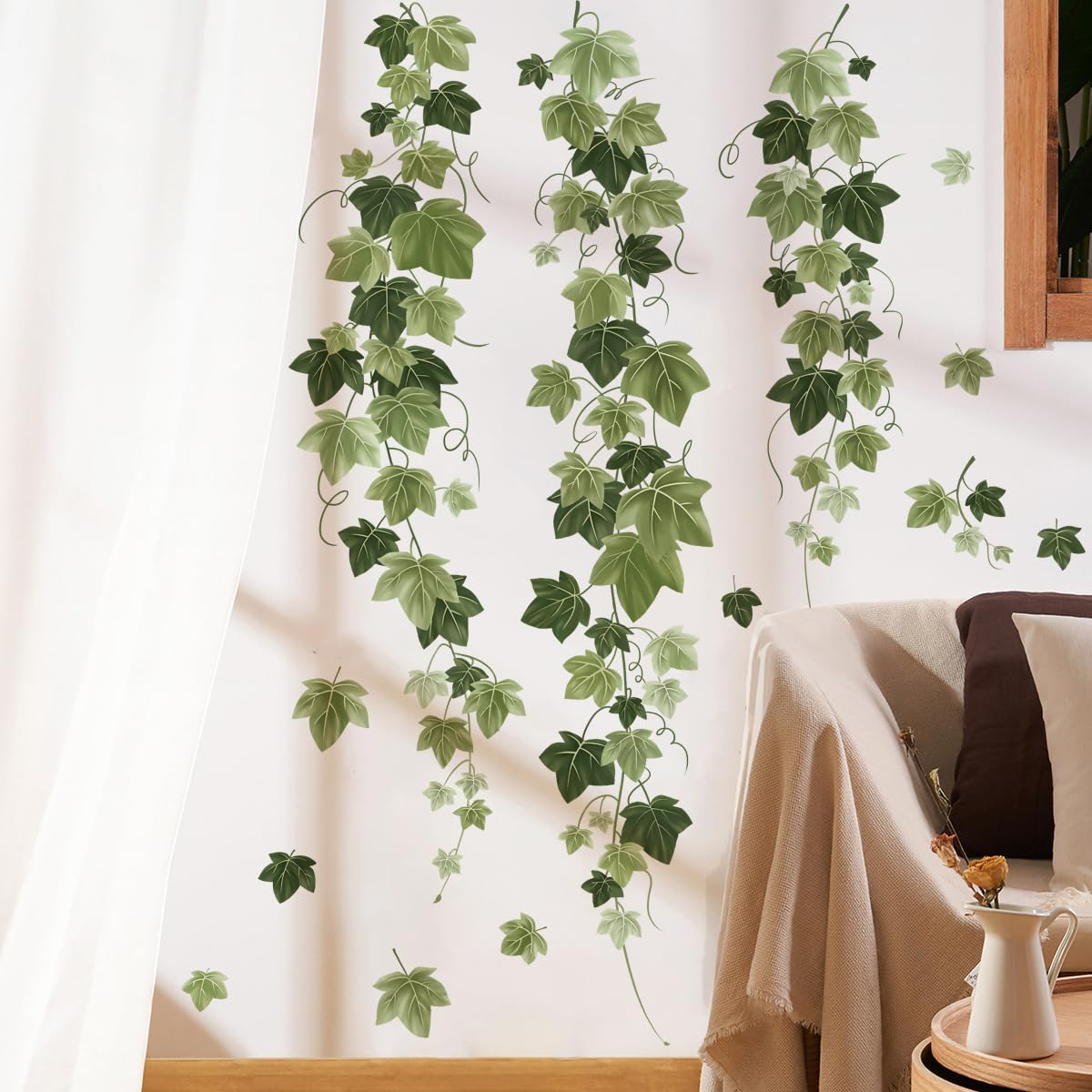 Runtoo Hanging Vine Wall Decals Green Ivy Plant Leaves Wall Stickers for Bedroom Living Room Wall Art Decor — image 1