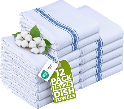 Utopia Towels 200 GSM Blue Dish Towels 12 Pack 38 x 64 cm 100% Cotton