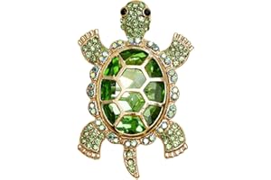 FUJIUIA 2024 Cute Turtle Brooch with Full of Crystal Diamonds, Turtle Enamel Pin, Turtle Jewelry for Decorating Clothes for Hat Bag Gold Tone Great Gift for Wife Sisters Friends Daily Wear Dating