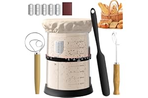 Augot Sourdough Starter Jar Kit, 34 Oz/1000ML Large Capacity Sourdough Jar Wide Mouth, Sourdough Bread Starter Kit with Date Marked Feeding Band,Thermometer, Whisk,Scraper,Cloth Cover,Silicone Lid