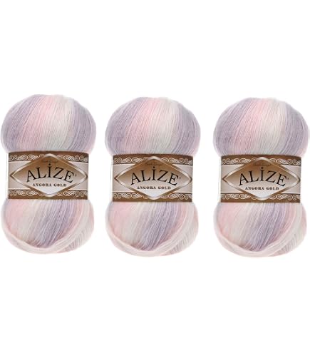 Angora gold wool 5 x 100 gram multicolored with color