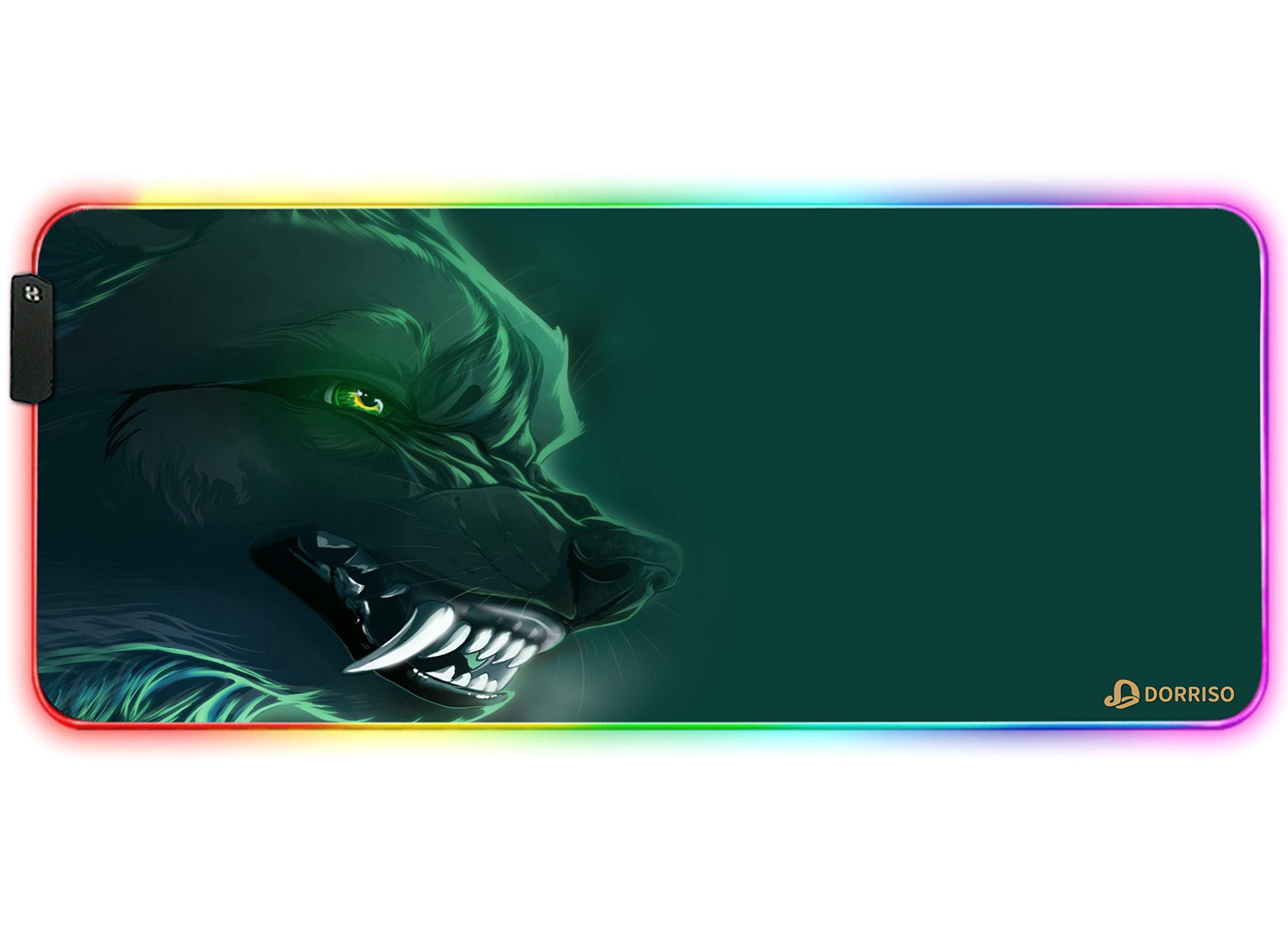 DORRISO RGB Large Gaming Mousepad 900x400x4 mm XXL 12 Glowing Modes RGB LED Extended Mouse Mats Anti-Slip Rubber Base Keyboard Mouse Pads for Computer Laptop PC Desk Gaming Mousepad Green