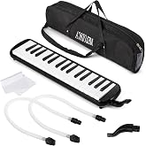 Tosnail 32 Key Melodica with Carrying Bag, Double Tubes Mouthpieces, Wipe Cloth, Air Piano Keyboard Musical Instrument for Beginners, Adults - Black