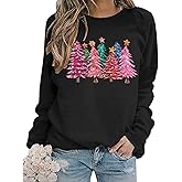 NBNFTR Christmas Sweatshirts Women Christmas Tree Graphic Long Sleeve Shirts Xmas Holiday Party Pullover Blouse