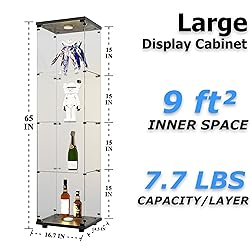 nifoti 4-Shelf LED Lights Glass Display