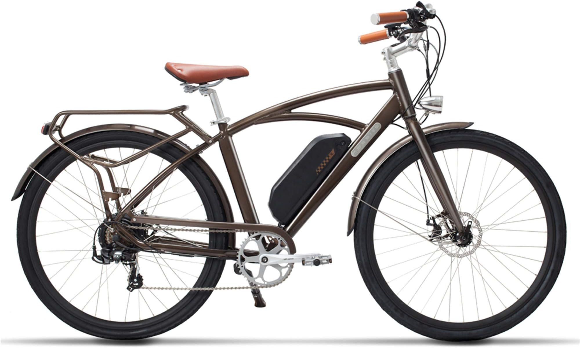 MZZK 700C High Speed Pedal Assist Electric Moutain Bike,Retro Saddle City Bicycle,400W Powerful Brushless Motor,48V 13Ah Lithium Battery