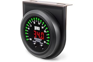 JJCOCO 35PSI Turbo Boost/Vacuum Gauge LED Digital Display Kit with 1/8NPT Electronic Pressure Sensor & Mounting Bracket for C