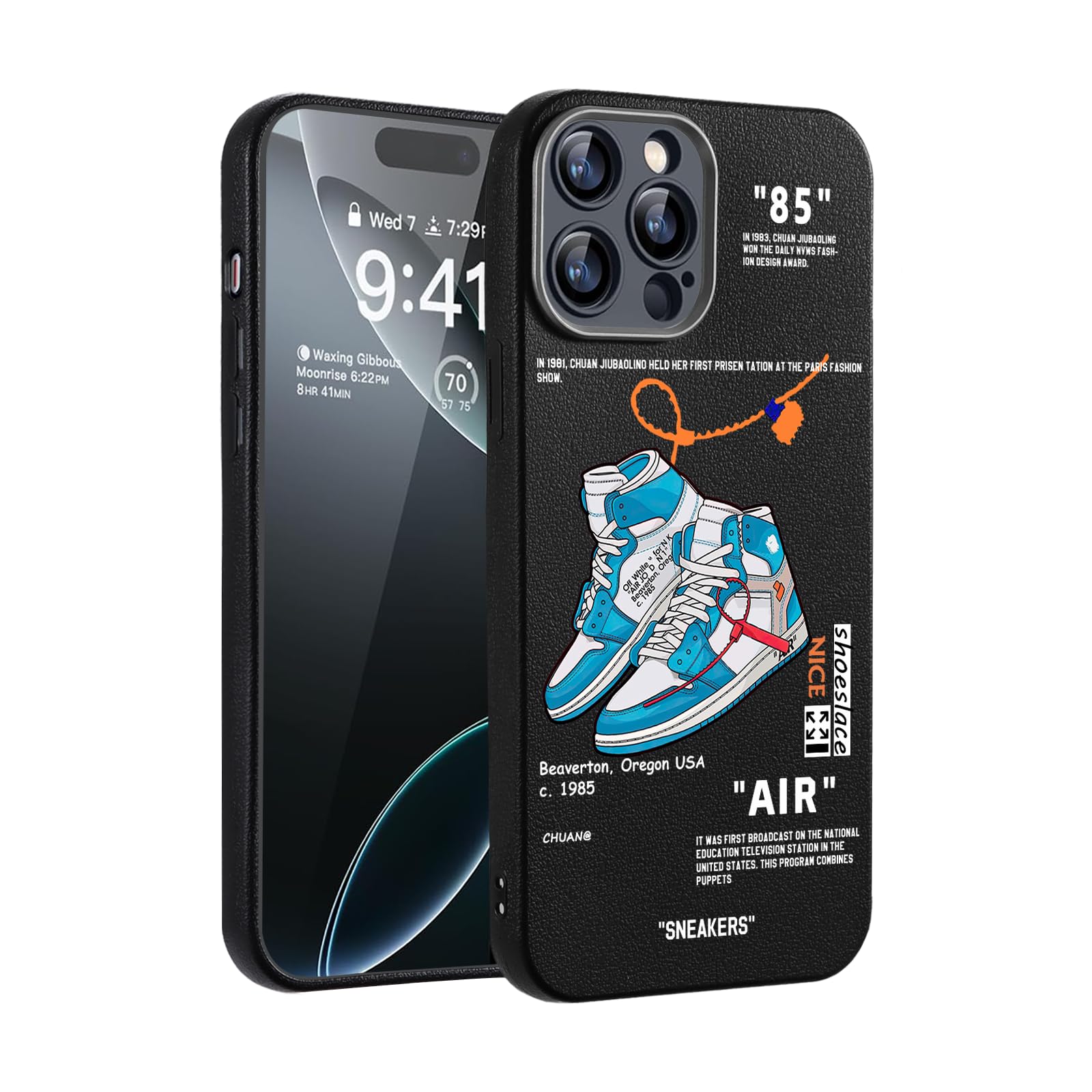 WMFLLNL Cool Phone Case for iPhone 13 Pro Max Case for Boys Men Basketball Shoes Sneaker Print Design Cases Compatible with iPhone 13 Pro Max Black