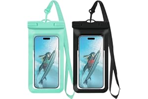 MOLOPPO Waterproof Phone Pouch/Case Dry Bags for iPhone 16 Pro Max/iPhone 15 Pro/14/13 Samsung LG, IPX8 Cellphone Dry Bag Beach Cruise Ship Essentials, 2 Pack-Black & Green