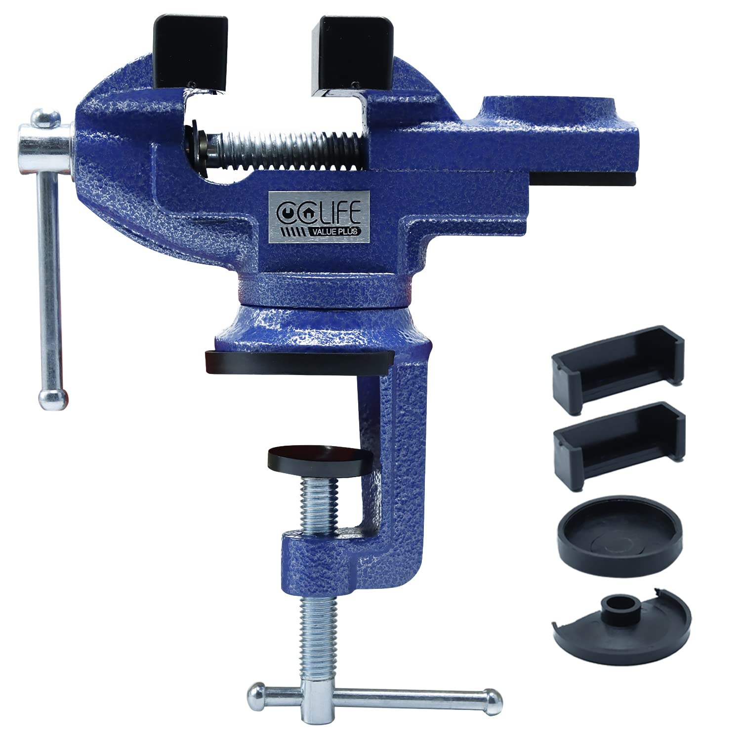 CCLIFE Heavy Duty Vice Workbench Vice Desk Clamp 50/70 mm Parallel Steel Vice with Protective Sleeves, Size: 70 mm