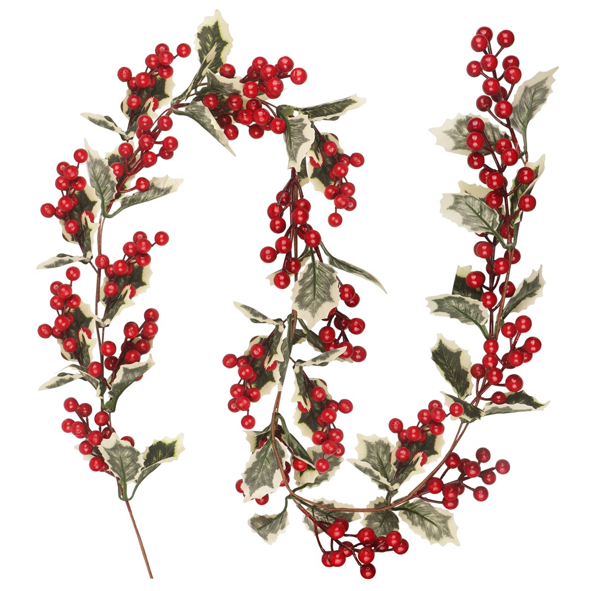 Photo 1 of 5.9FT Red Berry Christmas Garland, Christmas Artificial Holly Berry Garland Winter Red Berry Garland with Holly Leaves for Home Mantle Fireplace Winter Season Holiday Indoor Outdoor Decor