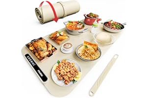 Food Warming Mat, iTRUSOU 27.6x16'' Electric Warming Tray with 7 Temp-Settings, 1-99h Flexible Timer, Switchable °F/°C, Rolla