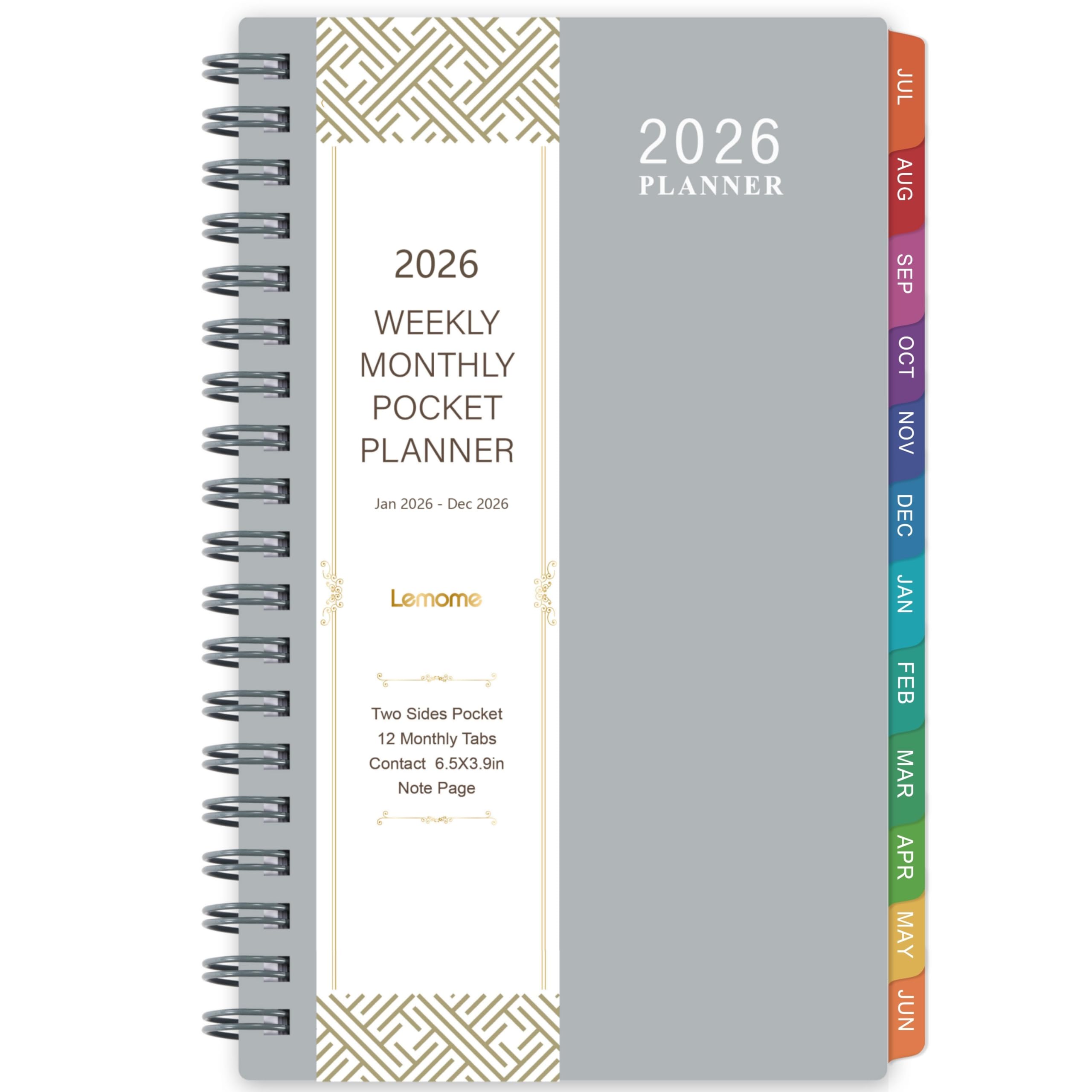 Photo 1 of 2026 Pocket Calendar/Planner - Weekly & Monthly Pocket Planner for Purse, Jan. 2026 - Dec. 2026, 6.8" x 4.1", Strong Twin - Wire Binding, Plastic Cover