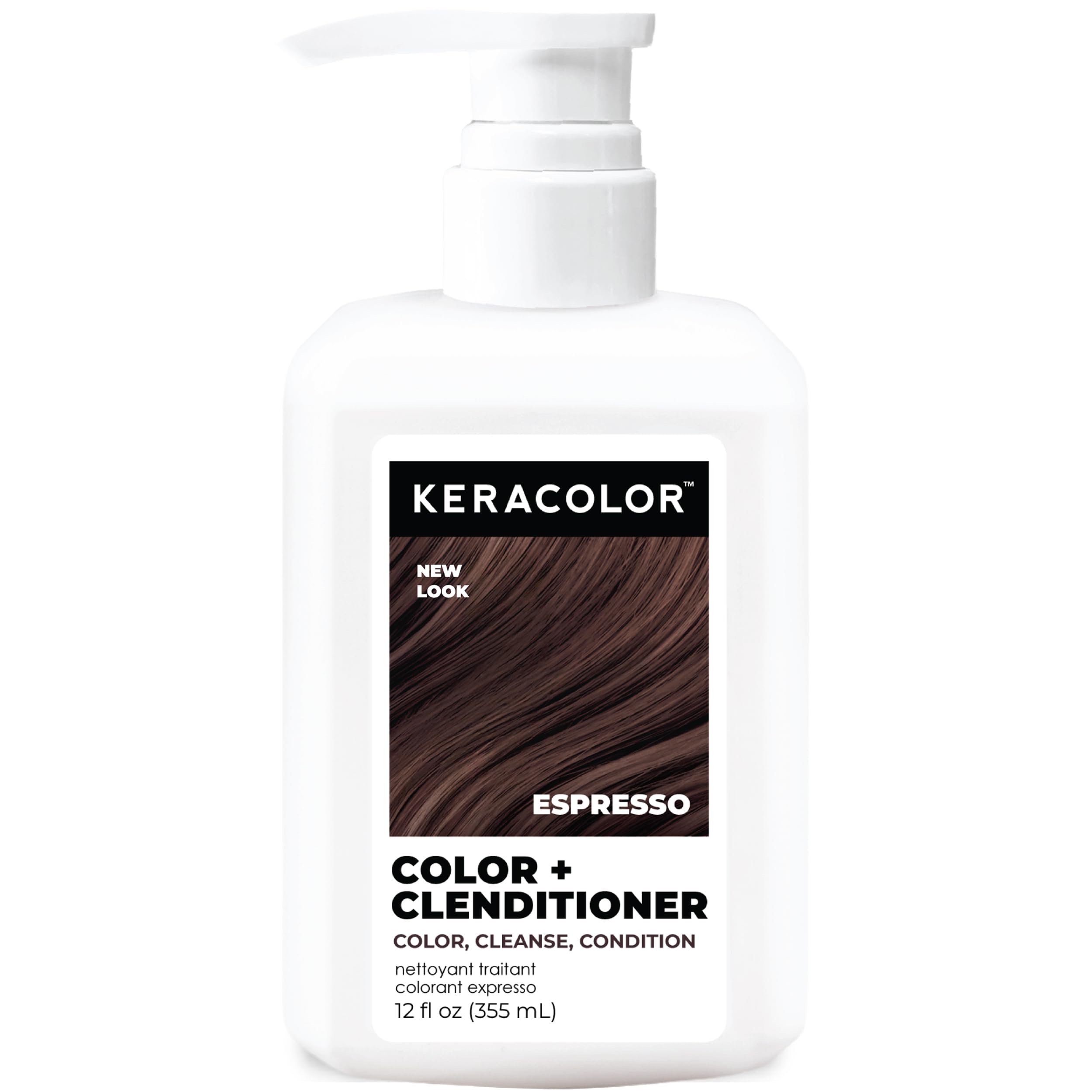 Photo 1 of Keracolor Color + Clenditioner 3-in-1 Color-Depositing Conditioner, Gently Cleanses & Conditions, Semi-Permanent Espresso Hair Color, 12 Fl Oz