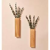GZMDCSF Wood Wall Planters with Faux Eucalyptus 2pcs Artificial Hanging Planter for Indoor Plants Boho Wall Art Decor Modern Farmhouse Living Room, Bedroom, Bathroom Dinning Room Entryway Home (Wood)