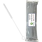 20 Premium Straw Cleaner Brush XL 12" Long & 3/8” Wide Straws Pipe Cleaning Brush Hummingbird Feeders Thick Reusable Shake Straws Coated Stainless Steel Nylon Bristles Flexible Handle