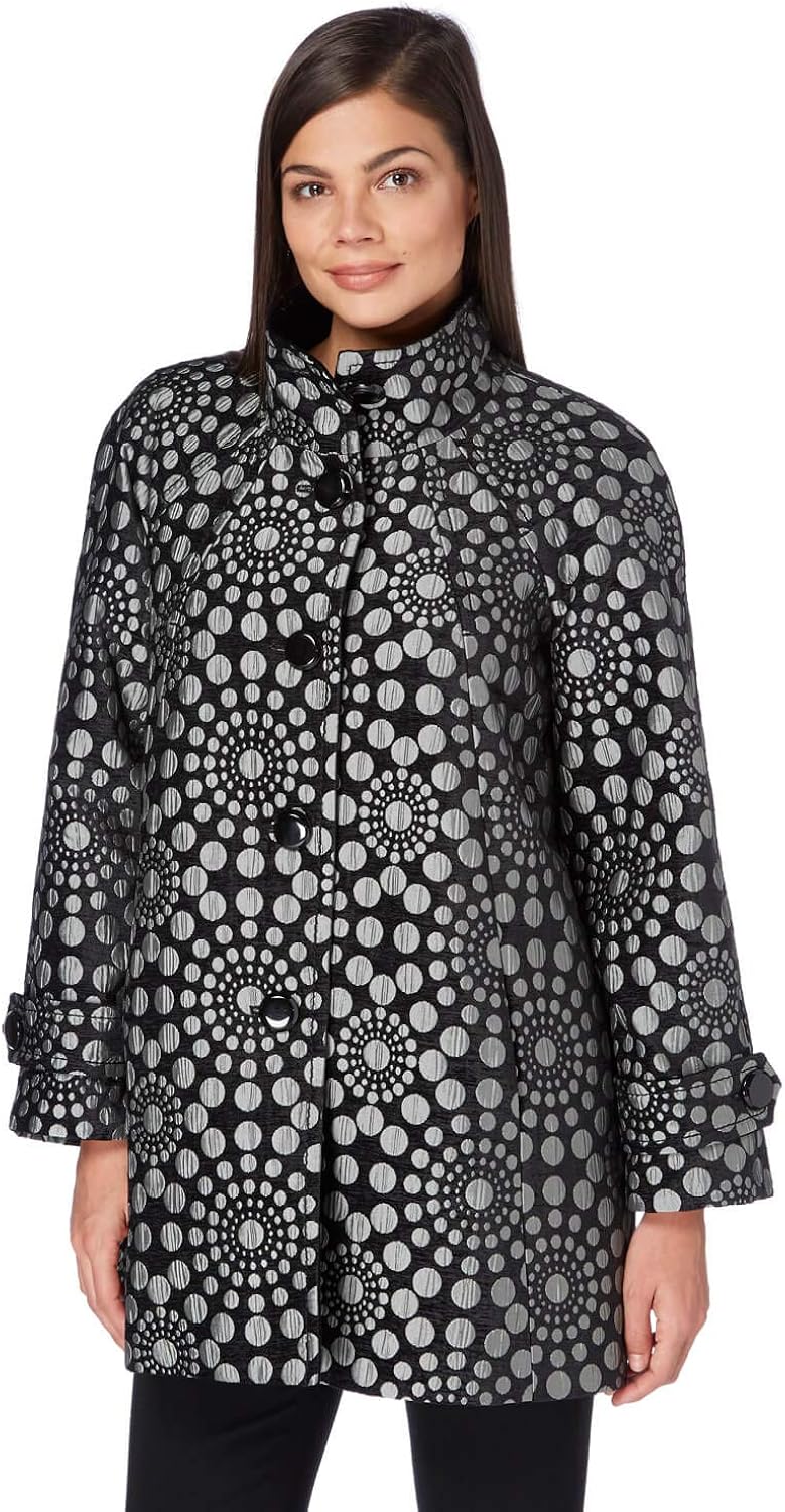 Roman Originals Women's Circle Embroidered Jacquard Coat Ladies