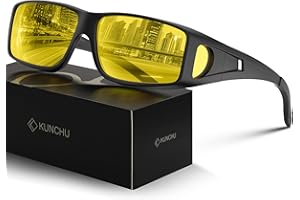 kunchu Night Driving Glasses for Men Women Anti Glare Polarized Fit Over Night Vision glasses