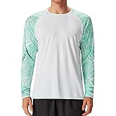 FISHEAL UPF 50+ Mens Swim Shirts, Long Sleeve Sun Protection Shirt, Quick Dry UV SPF Rash Guard for Beach Water Fishing