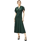 BABEYOND Womens Vintage Flapper Dress 1920s Ruffle Cocktail Party Dresses Tie Neck
