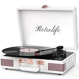 Record Player 3 Speed Bluetooth Portable Suitcase Vinyl Player with Built-in Speakers Turntable Enhanced Audio Sound PU Leather Vintage Turntable
