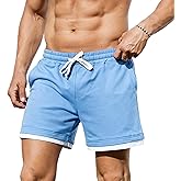 Waghaw Men Cotton 5.5 Inch Sweat Shorts Elastic Waist Casual Workout with Pockets