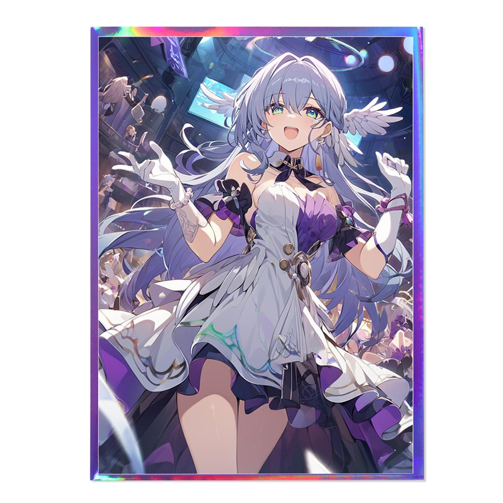 60 PCS Holographic Trading Card Sleeves for MTG HD Printing Card Sleeves Anime Card Sleeves Protective Card Sleeves 67 mm x 92 mm for PTCG/TCG