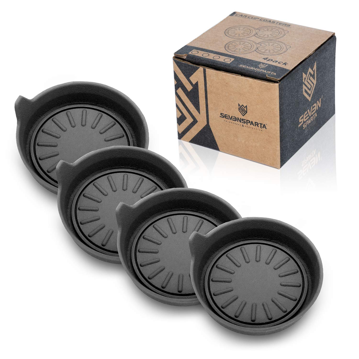 Seven Sparta Car Cup Holder Coasters, Silicone Coasters for Cup Holders, Universal Vehicle Cup Holder Coasters, Set of 4 Pack, 3-1/8\