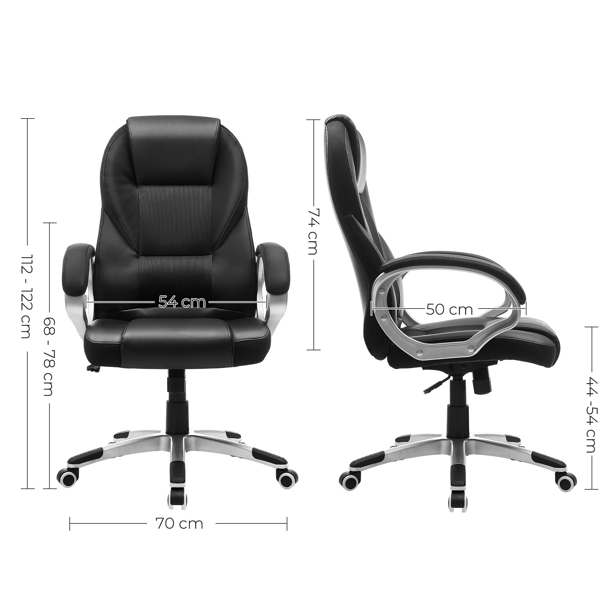 SONGMICS Bürostuhl Chefsessel Drehstuhl Computerstuhl Sitzhöhenverstellung office Stuhl Polsterung, OBG22B 4