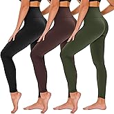 TNNZEET 3 Pack Leggings for Women - Black Tummy Control High Waisted Soft Yoga Pants for Workout Gym Running with Pockets