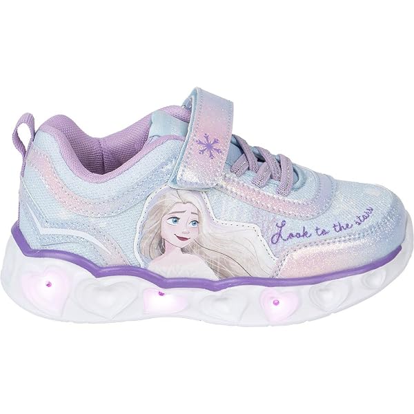 Chaussures Lumineuses Pour Filles - Sneakers Clignotantes Elsa - Fermeture Velcro - Antidérapantes - Tailles 21 à 35