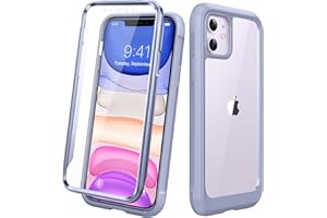 Diaclara Compatible with iPhone 11 Case, Full Body Rugged Case with Built-in Touch Sensitive Anti-Scratch Screen Protector, Soft TPU Bumper Case Clear Compatible with iPhone 11 6.1" (Lavender Gray)