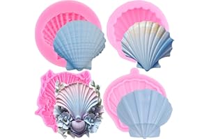Mujiang Clam Shell Fondant Silicone Mold Seashell Chocolate Candy Mold for Cake Decoration Cake Topper Sugar Craft Gum Paste 