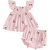Mubineo Baby Girl Summer Clothes Cute Ruffle Tops Dress Shorts Outfits Set Infant Toddler Shrit Bloomers Princess Outfit