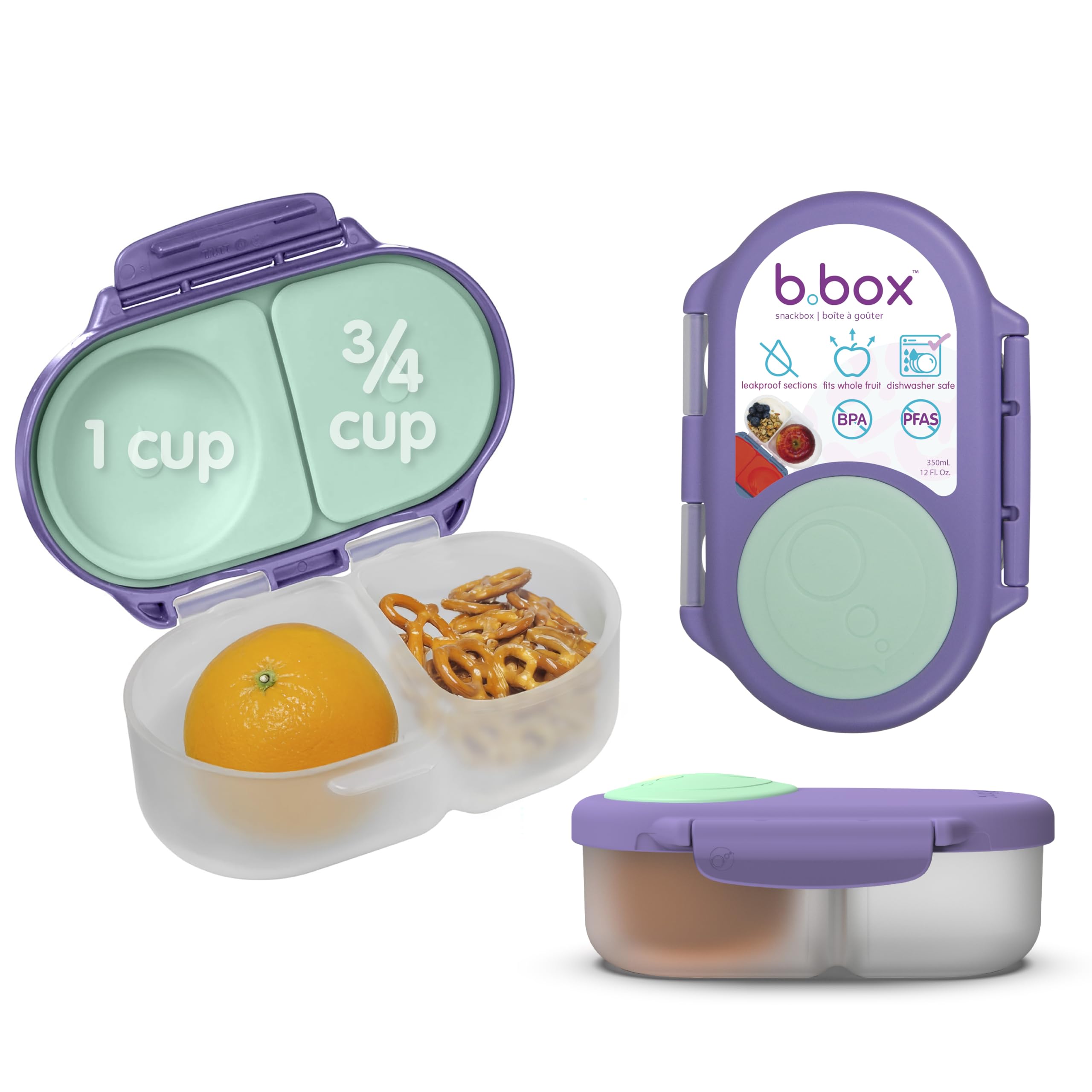 b.box Snackbox | Mini Bento Lunch Box with 2 Leakproof Compartments | Ideal for Toddlers, Kids Lunch & Snacks | Fits Whole Piece of Fruit | BPA Free — image 1